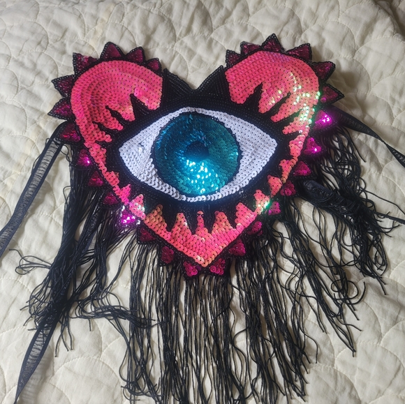 Sequin & Fringe Eye Rave Top - Picture 1 of 4